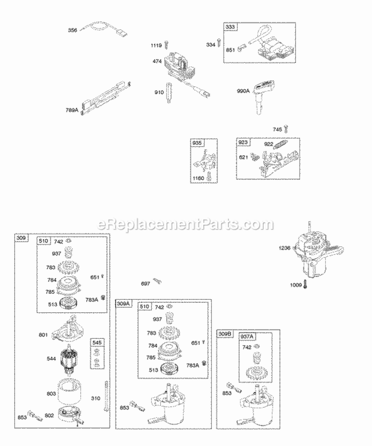 Alternator Electric Starter Electrical Flywheel Brake Ignition Diagram and Parts List for 12V802-3118-E1  Briggs and Stratton Engine